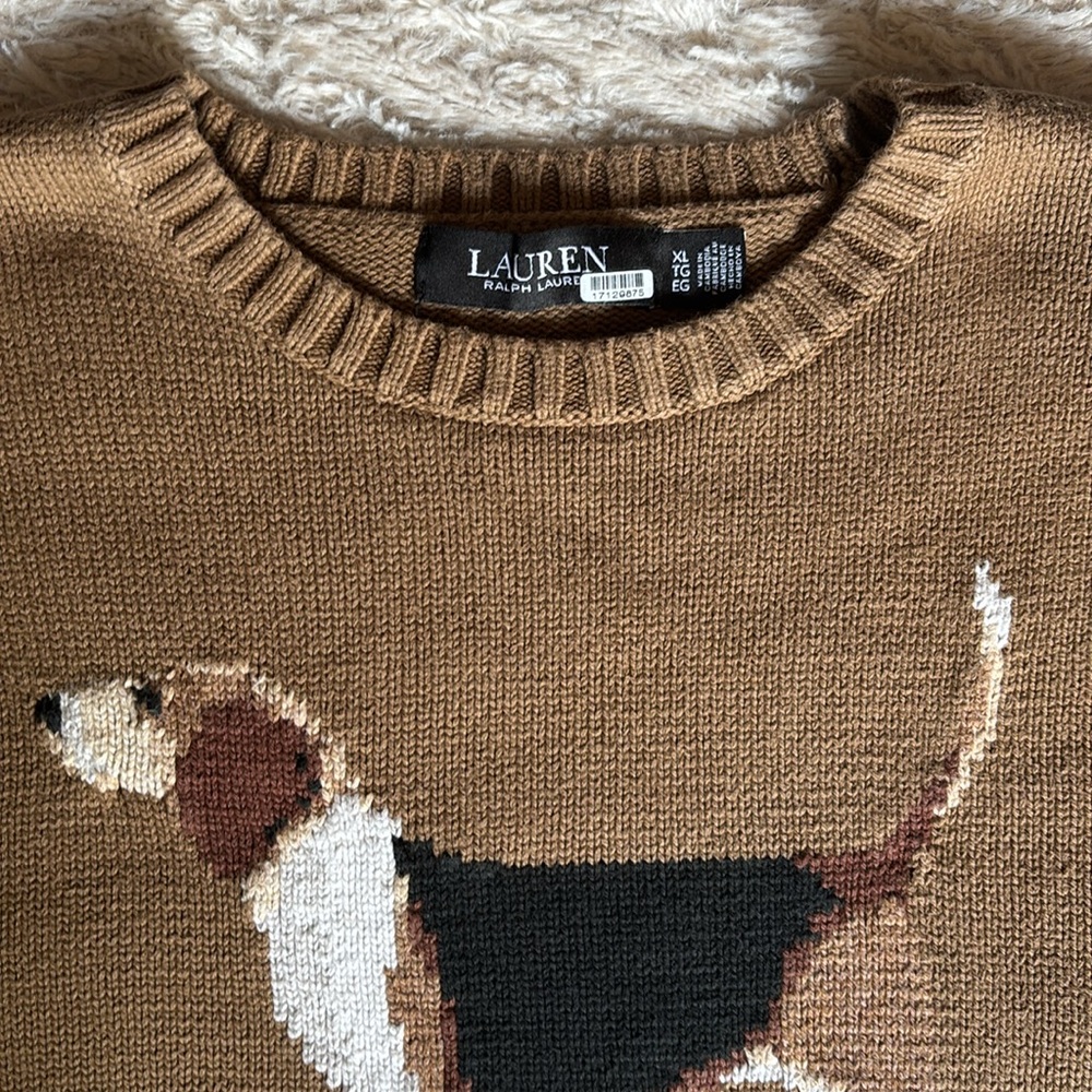 Ralph Lauren Brown Dog Sweater XL - Picture 3 of 5